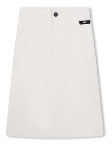 Dievčenská rifľová sukňa Dkny biela farba, midi, rovný strih
