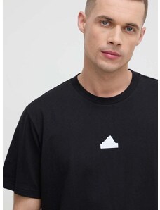 Bavlnené tričko adidas pánske, čierna farba, s nášivkou, IR5171