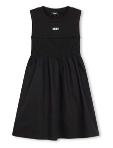 Dievčenské šaty Dkny čierna farba, midi, áčkový strih