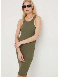 Bavlnené šaty G-Star Raw zelená farba, mini, priliehavá