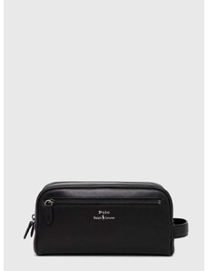 Kožená kozmetická taška Polo Ralph Lauren čierna farba, 405845390