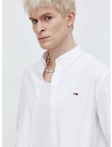 Bavlnená košeľa Tommy Jeans pánska, biela farba, regular, s golierom button-down, DM0DM19134