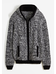 bonprix Pletený sveter s kapucňou, farba čierna