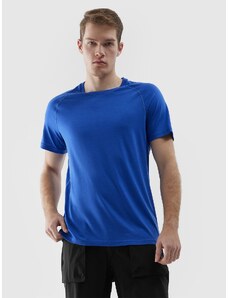 4F Pánske trekingové tričko s prísadou Merino vlny - kobaltovo modré