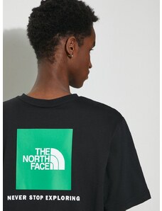 Bavlnené tričko The North Face M S/S Redbox Tee pánske, čierna farba, s potlačou, NF0A87NPYQI1