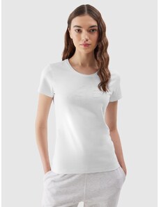 4F Dámske slim tričko s potlačou - biele