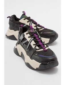 LuviShoes LEONA Black Purple Women's Sports Sneakers