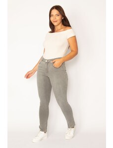 Şans Women's Plus Size Gray Lycra Skinny Jeans