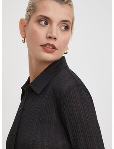 Košeľa Calvin Klein Jeans dámska, čierna farba, regular, s klasickým golierom, J20J223095