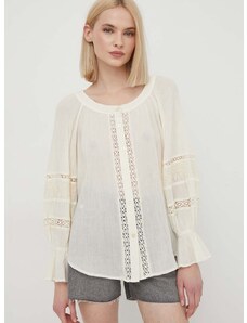 Bavlnená košeľa Lauren Ralph Lauren dámska,béžová farba,voľný strih,200932819