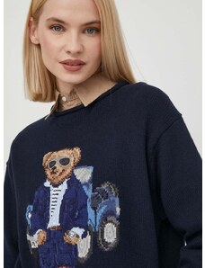 Bavlnený sveter Polo Ralph Lauren tmavomodrá farba,211932526