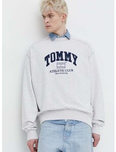 Bavlnená mikina Tommy Jeans pánska, šedá farba, melanžová, DM0DM18635