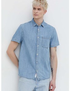 Rifľová košeľa Tommy Jeans pánska, regular, s klasickým golierom, DM0DM18958