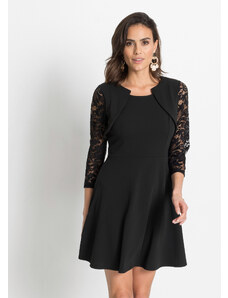 bonprix Šaty s čipkovanými rukávmi, farba čierna