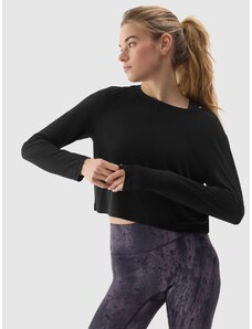 4F Dámske tričko na jogu s dlhým rukávom z prísadou modalu - čierne