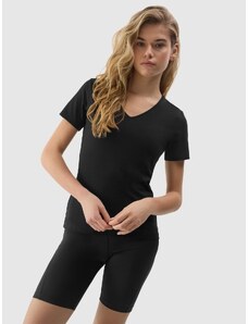 4F Dámske tričko z organickej bavlny bez potlače - čierne