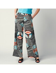 Blancheporte Široké nohavice s grafickým vzorom čierna/koralová 036