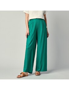 Blancheporte Jednofarebné široké nohavice smaragdová 036