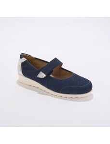 Blancheporte Kožené sandále s plnou špičkou a ažúrou modrá 036