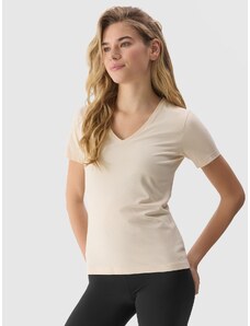 4F Dámske tričko z organickej bavlny bez potlače - krémové