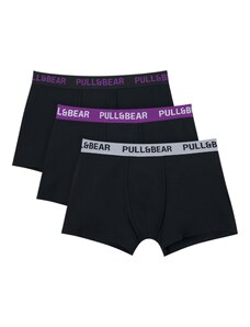 Pull&Bear Boxerky sivá / fialová / čierna