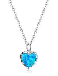 For Silver Náhrdelník Srdce s modrým opálom - Striebro 925