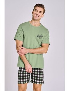 Taro Pánske pyžamo Carter zelené s nápisom
