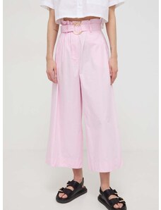 Bavlnené nohavice Pinko ružová farba, strih culottes, vysoký pás, 103006.A1N3