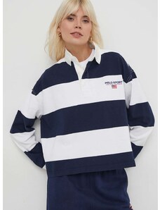 Bavlnené tričko s dlhým rukávom Polo Ralph Lauren tmavomodrá farba,211936917