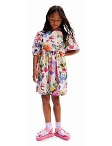 Dievčenské bavlnené šaty Desigual mini, áčkový strih
