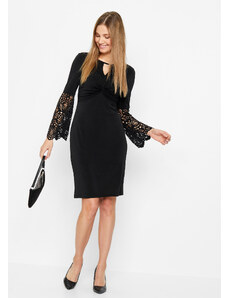 bonprix Šaty s laserovými prestrihmi, farba čierna