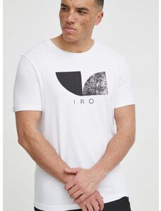 Bavlnené tričko IRO pánsky, biela farba, s potlačou