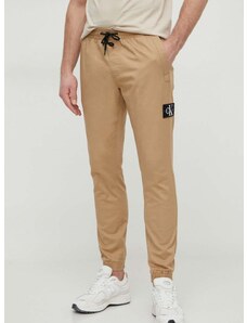 Nohavice Calvin Klein Jeans pánske,béžová farba,priliehavé,J30J325114