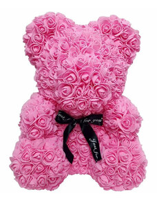 BudNej Medvedík z ruží 25 cm - ružový - MN9404