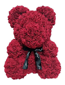 BudNej Medvedík z ruží 25 cm - tmavo červený - v darčekovom balení - MN9405