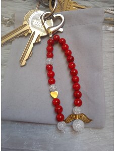 NŠ Kľúčenka s ANJELIKOM z červeného jadeitu batika