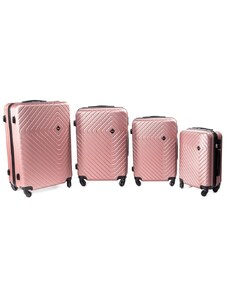 Rogal Zlato-ružová sada 4 pevných plastových kufrov "Waves" - veľ. M, L, XL, XXL