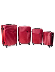 Rogal Červená sada 4 pevných plastových kufrov "Waves" - veľ. M, L, XL, XXL