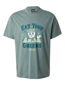 Iriedaily Tričko 'Eat Greens' smaragdová / nefritová / svetlozelená / biela