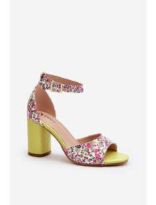 Kesi Yellow floral high-heeled sandals Vitamella