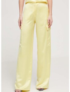 Nohavice HUGO dámske,žltá farba,široké,vysoký pás,50511830