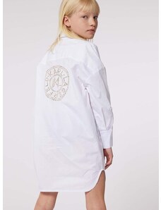Dievčenské bavlnené šaty Karl Lagerfeld biela farba, mini, rovný strih