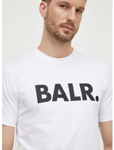 Bavlnené tričko BALR. pánske, biela farba, s potlačou, B1112 1048