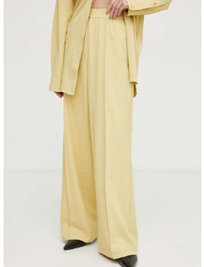 Nohavice Gestuz dámske,žltá farba,široké,vysoký pás,10908850