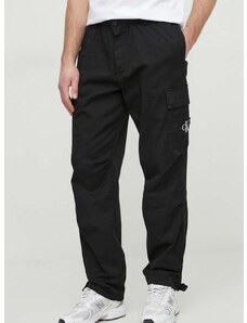 Nohavice Calvin Klein Jeans pánske, čierna farba, strih cargo, J30J325116