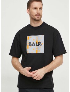 Bavlnené tričko BALR. pánske, čierna farba, s potlačou, B1112 1245