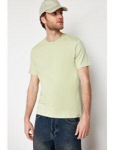 Trendyol Collection Mint Slim Fit 100% bavlna Tričko s krátkym rukávom a výstrihom