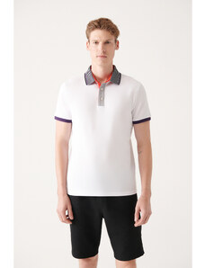 Avva Men's White 100% Cotton Polo Neck Regular Fit T-shirt