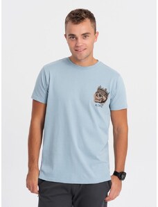 Ombre Clothing Jasno modré tričko so zaujímavou potlačou V2 TSPT-0167