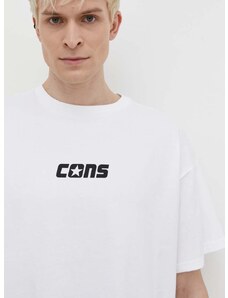 Bavlnené tričko Converse pánsky, biela farba, s potlačou